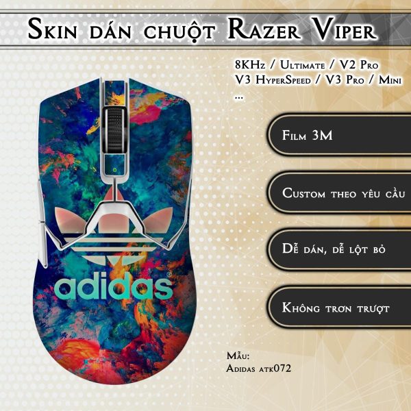Skin dán chuột Razer Viper mẫu Adidas atk072