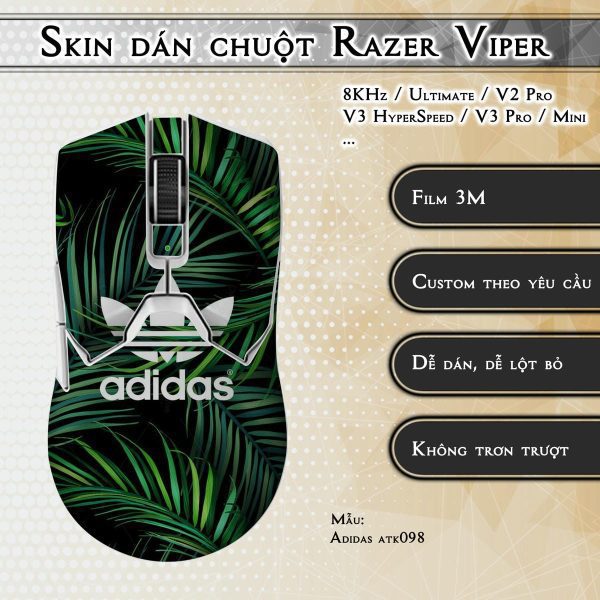 Skin dán chuột Razer Viper mẫu Adidas atk098