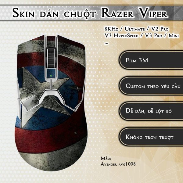 Skin dán chuột Razer Viper mẫu Avenger avg1008