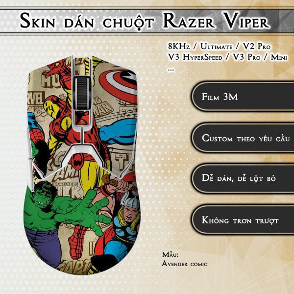 Skin dán chuột Razer Viper mẫu Avenger comic
