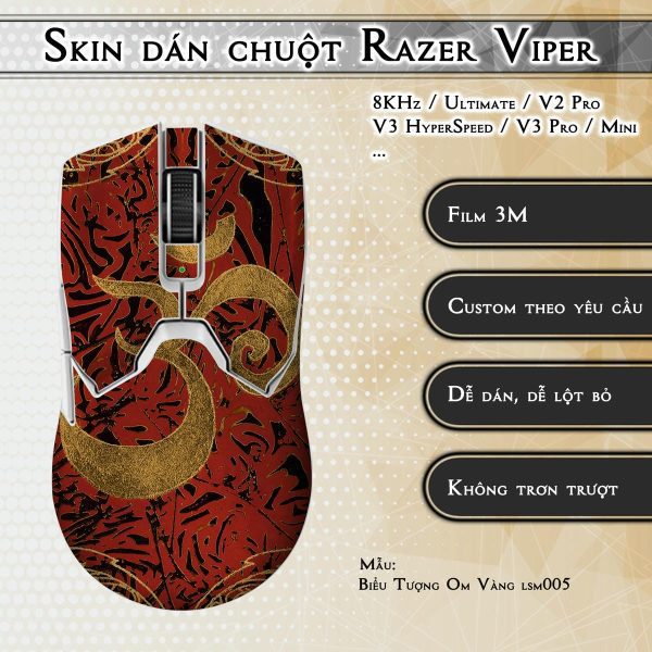 Skin dán chuột Razer Viper mẫu Biểu Tượng Om Vàng lsm005