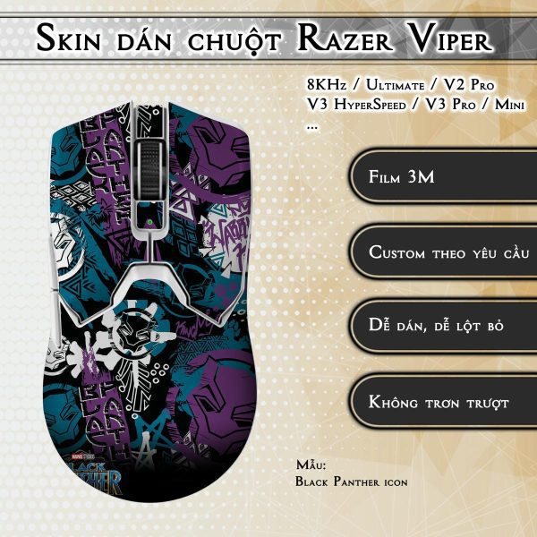 Skin dán chuột Razer Viper mẫu Black Panther icon