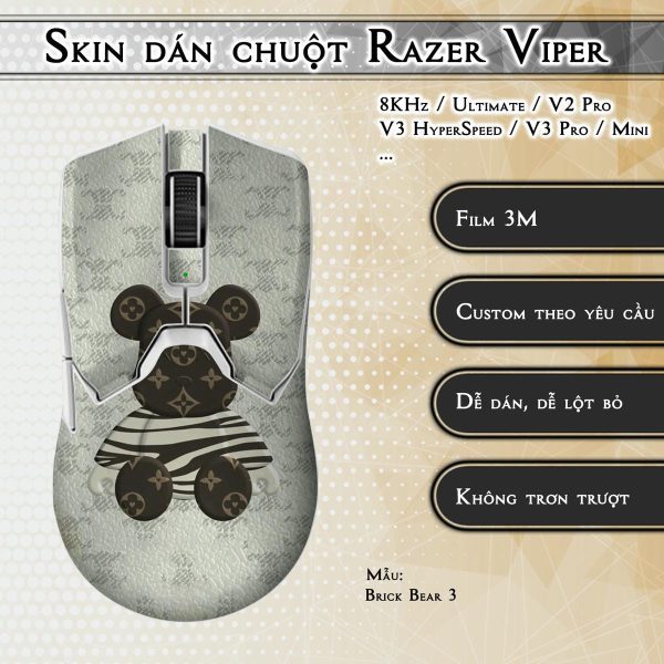 Skin dán chuột Razer Viper mẫu Brick Bear 3