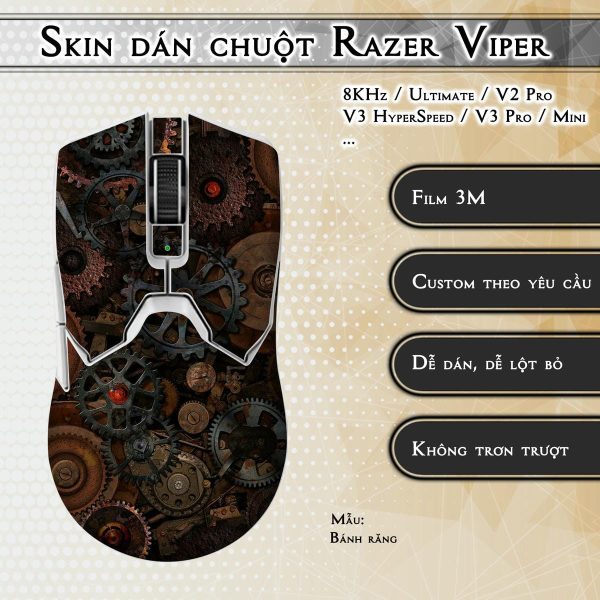 Skin dán chuột Razer Viper mẫu Bánh răng