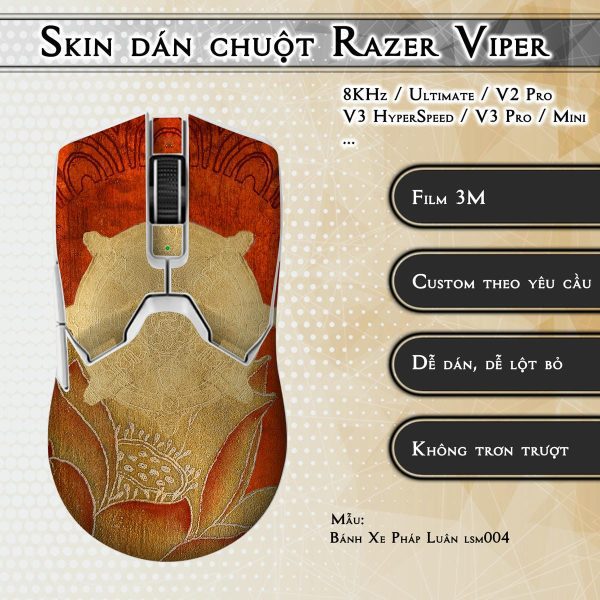 Skin dán chuột Razer Viper mẫu Bánh Xe Pháp Luân lsm004