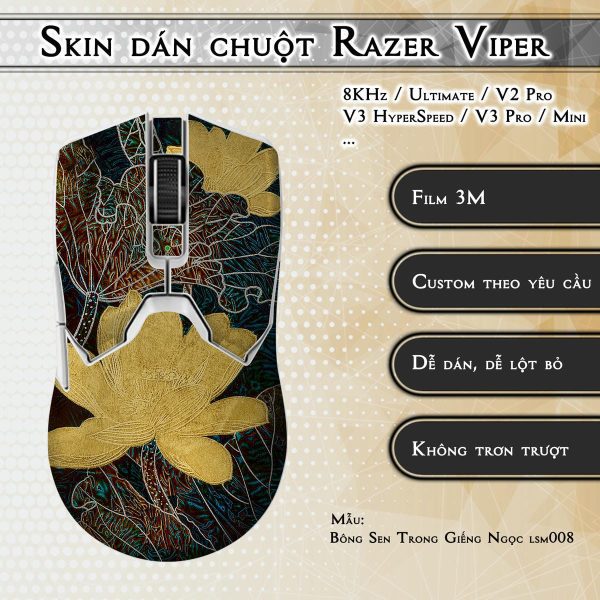 Skin dán chuột Razer Viper mẫu Bông Sen Trong Giếng Ngọc lsm008
