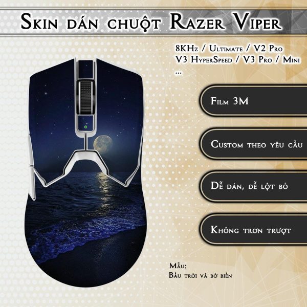 Skin dán chuột Razer Viper mẫu Bầu trời và bờ biển