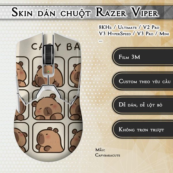 Skin dán chuột Razer Viper mẫu Capybaracute