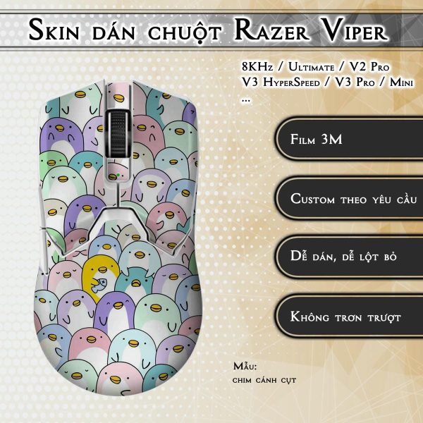 Skin dán chuột Razer Viper mẫu chim cánh cụt