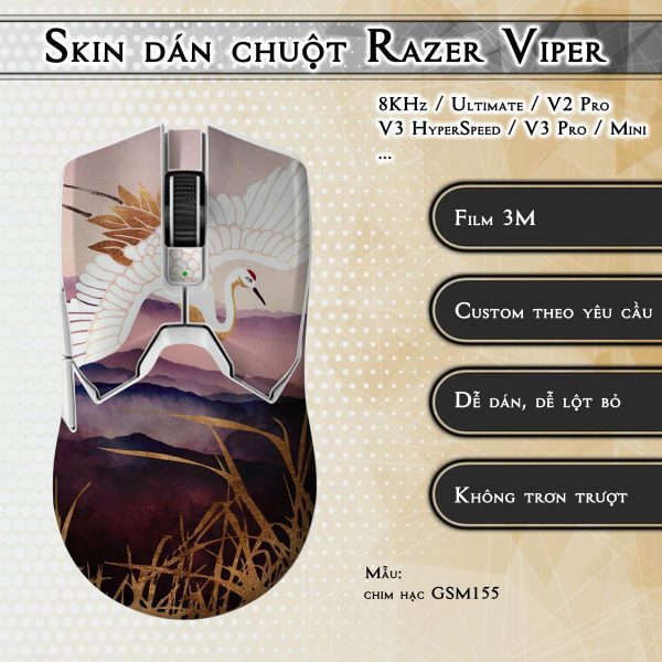 Skin dán chuột Razer Viper mẫu chim hạc GSM155