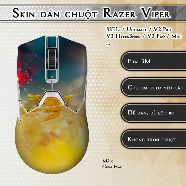 Skin dán chuột Razer Viper mẫu Chim Hạc