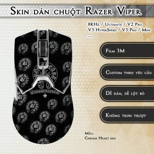 Skin dán chuột Razer Viper mẫu Chrome Heart đen