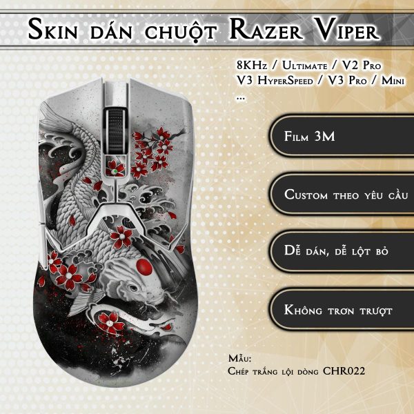 Skin dán chuột Razer Viper mẫu Chép trắng lội dòng CHR022
