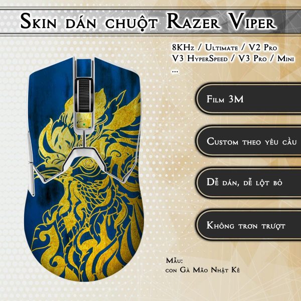 Skin dán chuột Razer Viper mẫu con Gà Mão Nhật Kê