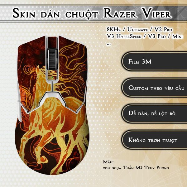 Skin dán chuột Razer Viper mẫu con ngựa Tuấn Mã Truy Phong