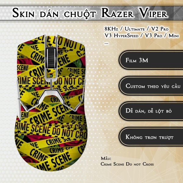 Skin dán chuột Razer Viper mẫu Crime Scene Do not Cross
