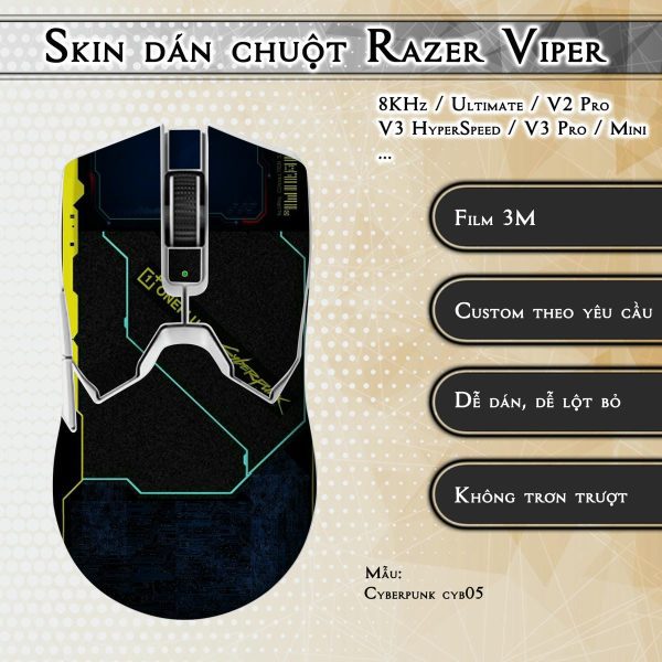 Skin dán chuột Razer Viper mẫu Cyberpunk cyb05