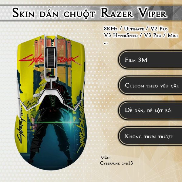 Skin dán chuột Razer Viper mẫu Cyberpunk cyb13