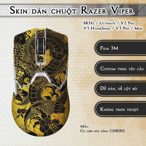 Skin dán chuột Razer Viper mẫu Cá chép hóa rồng CHR002