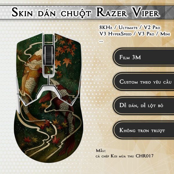 Skin dán chuột Razer Viper mẫu cá chép Koi mùa thu CHR017