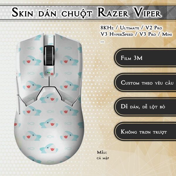 Skin dán chuột Razer Viper mẫu cá mập