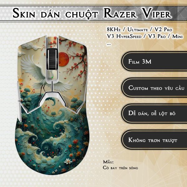 Skin dán chuột Razer Viper mẫu Cò bay trên sóng