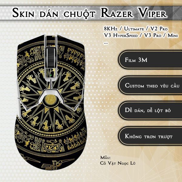 Skin dán chuột Razer Viper mẫu Cổ Vật Ngọc Lũ