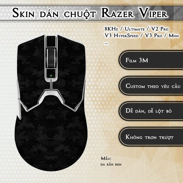 Skin dán chuột Razer Viper mẫu da rắn đen