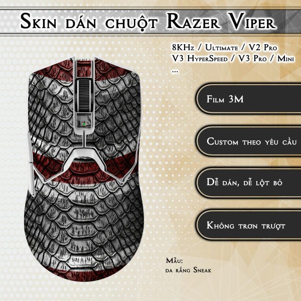 Skin dán chuột Razer Viper mẫu da rắng Sneak