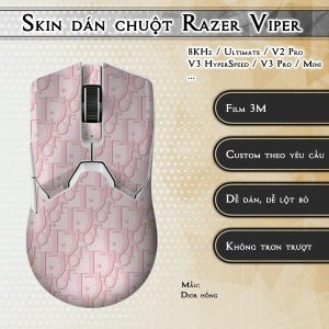 Skin dán chuột Razer Viper mẫu Dior hồng