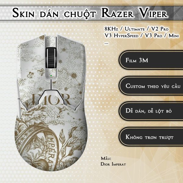 Skin dán chuột Razer Viper mẫu Dior Imperat