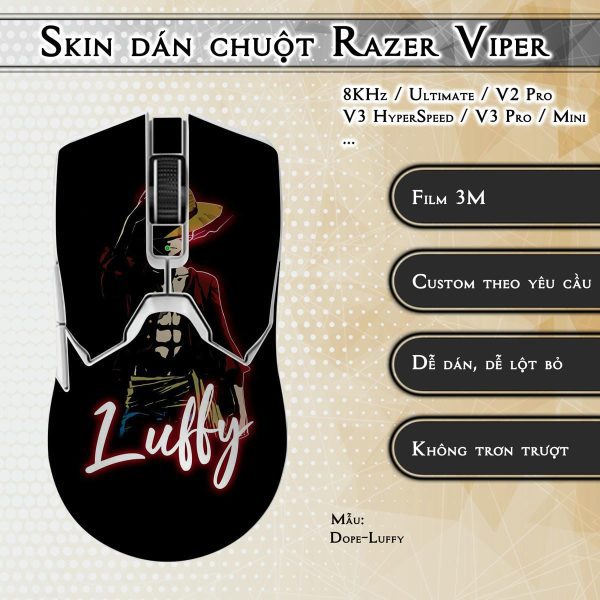Skin dán chuột Razer Viper mẫu Dope-Luffy