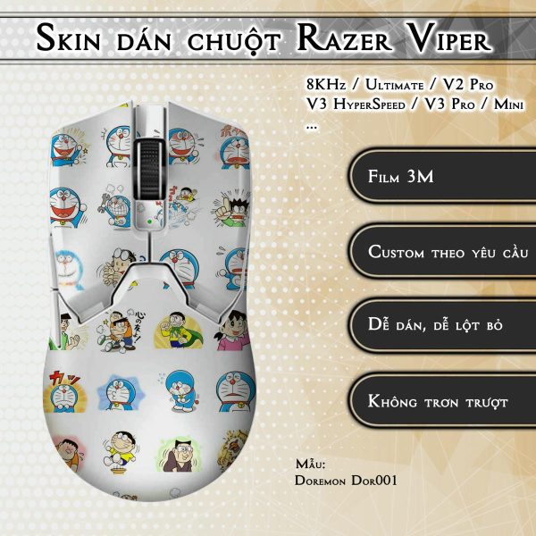 Skin dán chuột Razer Viper mẫu Doremon Dor001