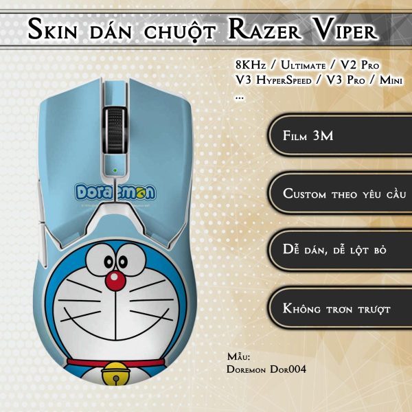 Skin dán chuột Razer Viper mẫu Doremon Dor004