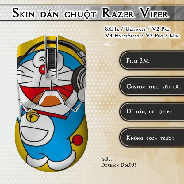 Skin dán chuột Razer Viper mẫu Doremon Dor005