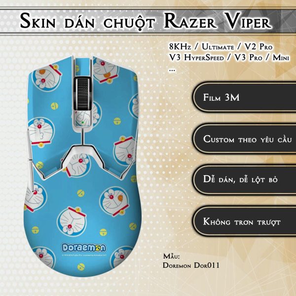 Skin dán chuột Razer Viper mẫu Doremon Dor011