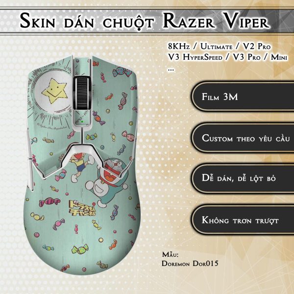Skin dán chuột Razer Viper mẫu Doremon Dor015