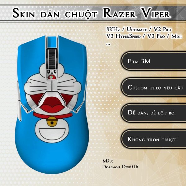 Skin dán chuột Razer Viper mẫu Doremon Dor016