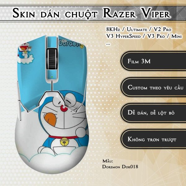 Skin dán chuột Razer Viper mẫu Doremon Dor018
