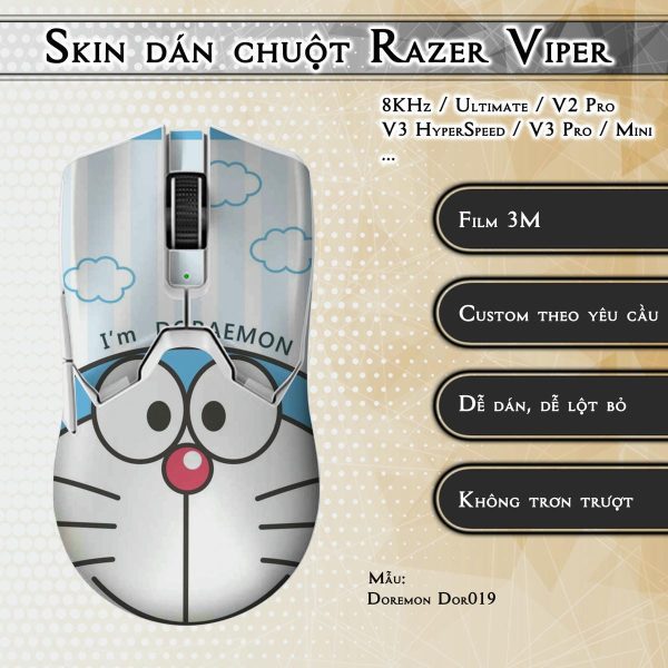 Skin dán chuột Razer Viper mẫu Doremon Dor019