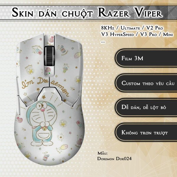 Skin dán chuột Razer Viper mẫu Doremon Dor024