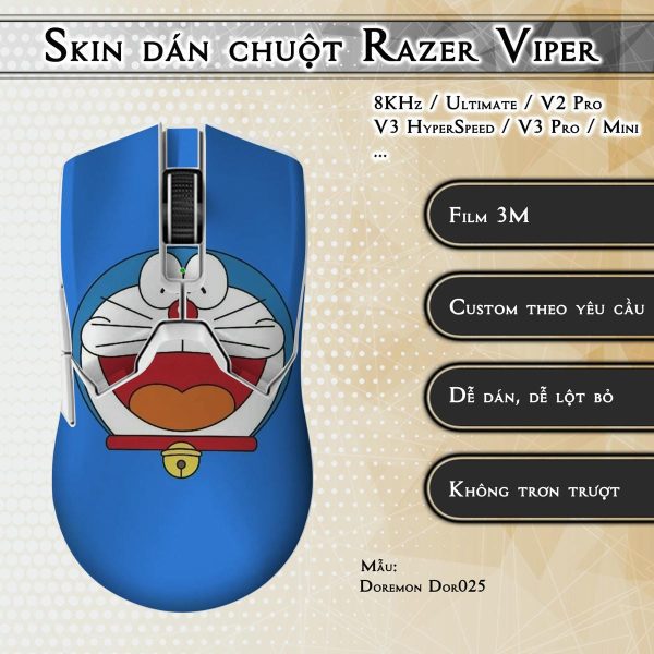Skin dán chuột Razer Viper mẫu Doremon Dor025