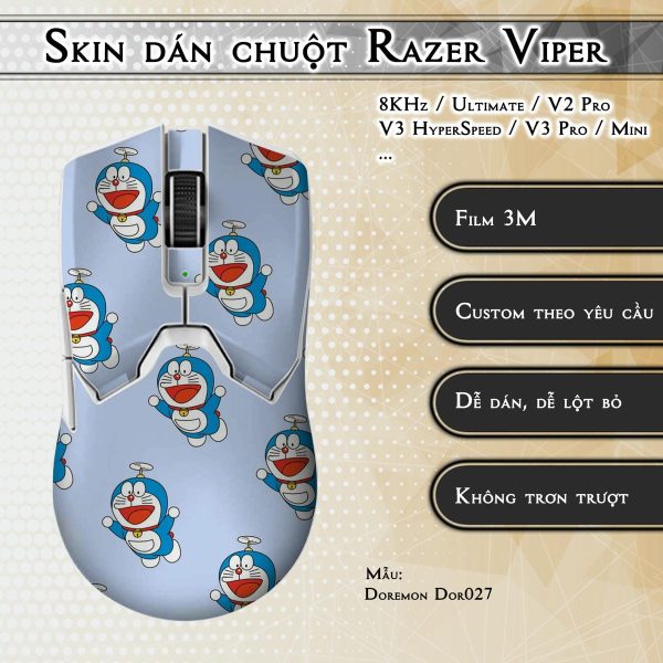 Skin dán chuột Razer Viper mẫu Doremon Dor027