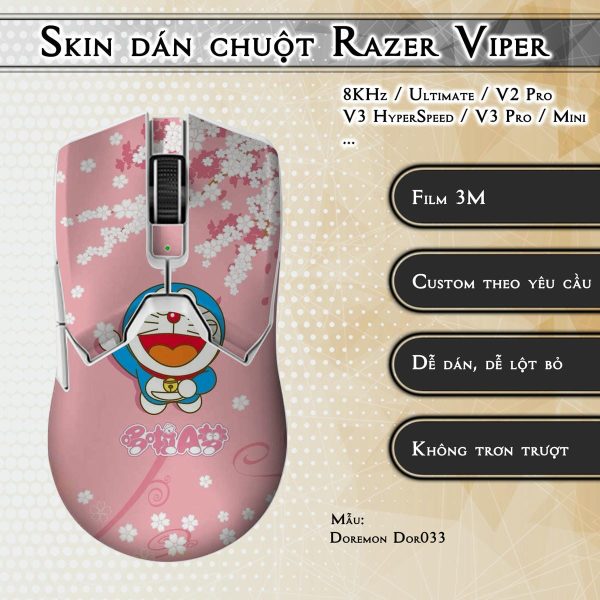 Skin dán chuột Razer Viper mẫu Doremon Dor033
