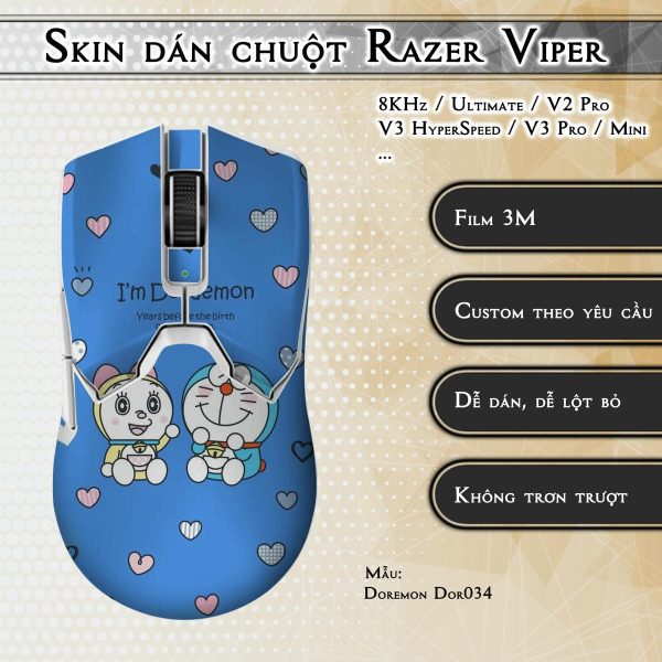 Skin dán chuột Razer Viper mẫu Doremon Dor034