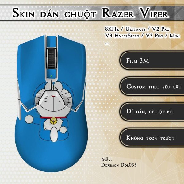 Skin dán chuột Razer Viper mẫu Doremon Dor035