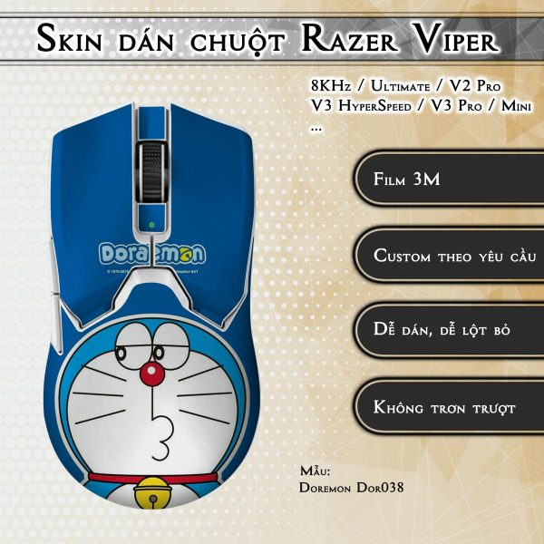 Skin dán chuột Razer Viper mẫu Doremon Dor038
