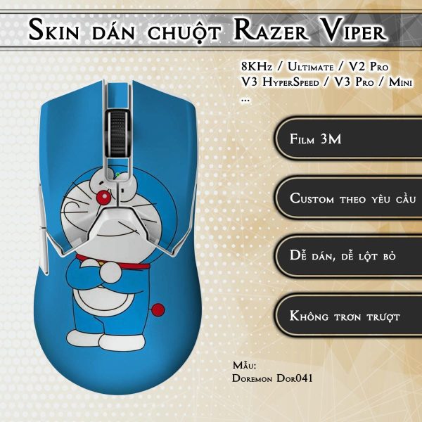 Skin dán chuột Razer Viper mẫu Doremon Dor041