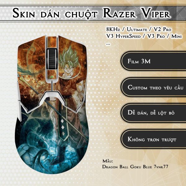 Skin dán chuột Razer Viper mẫu Dragon Ball Goku Blue 7vnr77