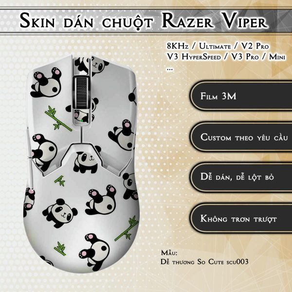 Skin dán chuột Razer Viper mẫu Dễ thương So Cute scu003